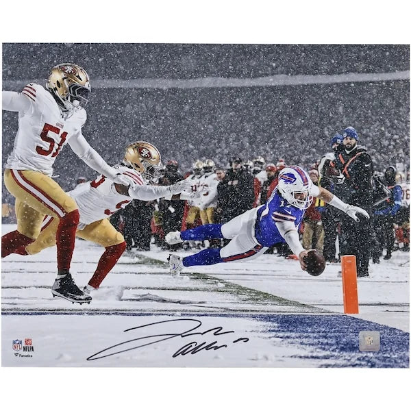 Josh Allen Signed 16 x 20 Photograph | Buffalo Bills Diving Snow Touchdown