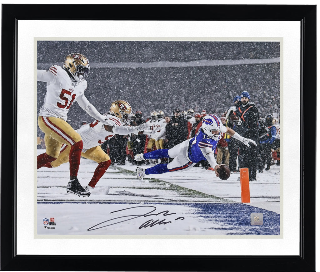 Josh Allen Signed 16 x 20 Photograph | Buffalo Bills Diving Snow Touchdown