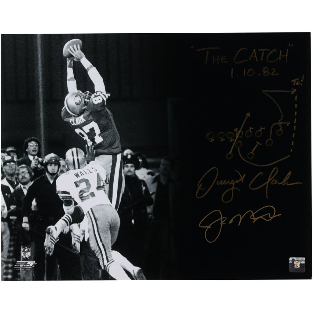 Joe Montana & Dwight Clark Signed The Catch 16 x 20 Photo | Authenticated