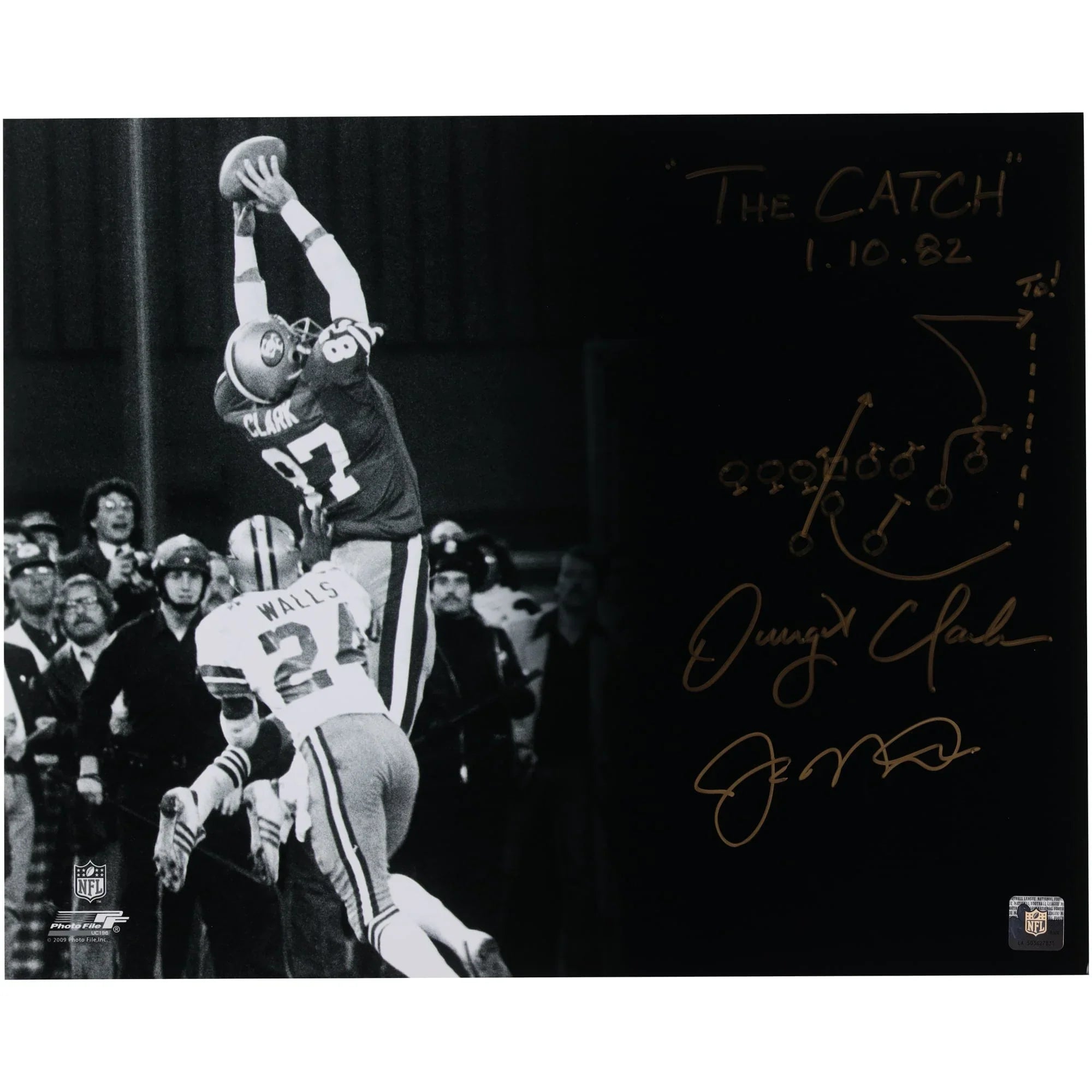 Joe Montana & Dwight Clark Signed The Catch 16 x 20 Photo | Authenticated