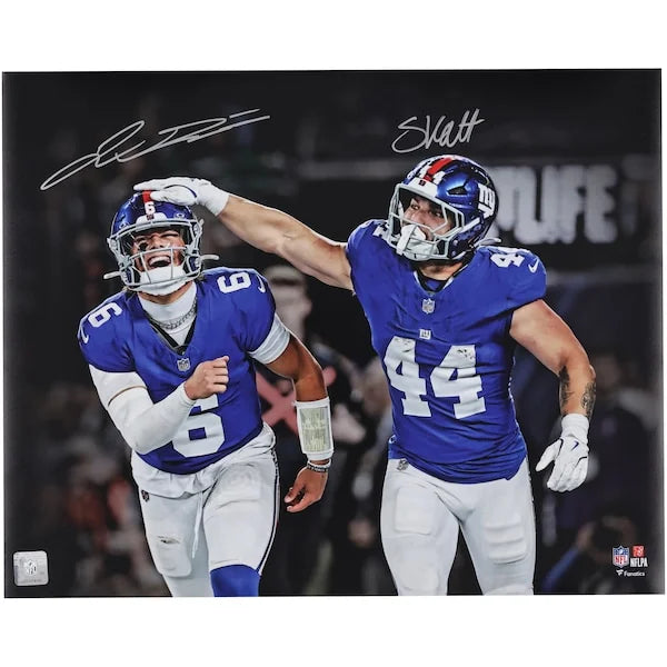 Jaxson Dart & Cam Skattebo Signed Giants 16 x 20 Photo | Eagles Touchdown