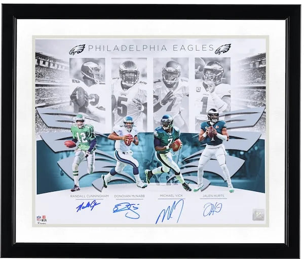 Eagles Quarterbacks Signed 16 x 20 Photo | Hurts, Cunningham, Vick, McNabb
