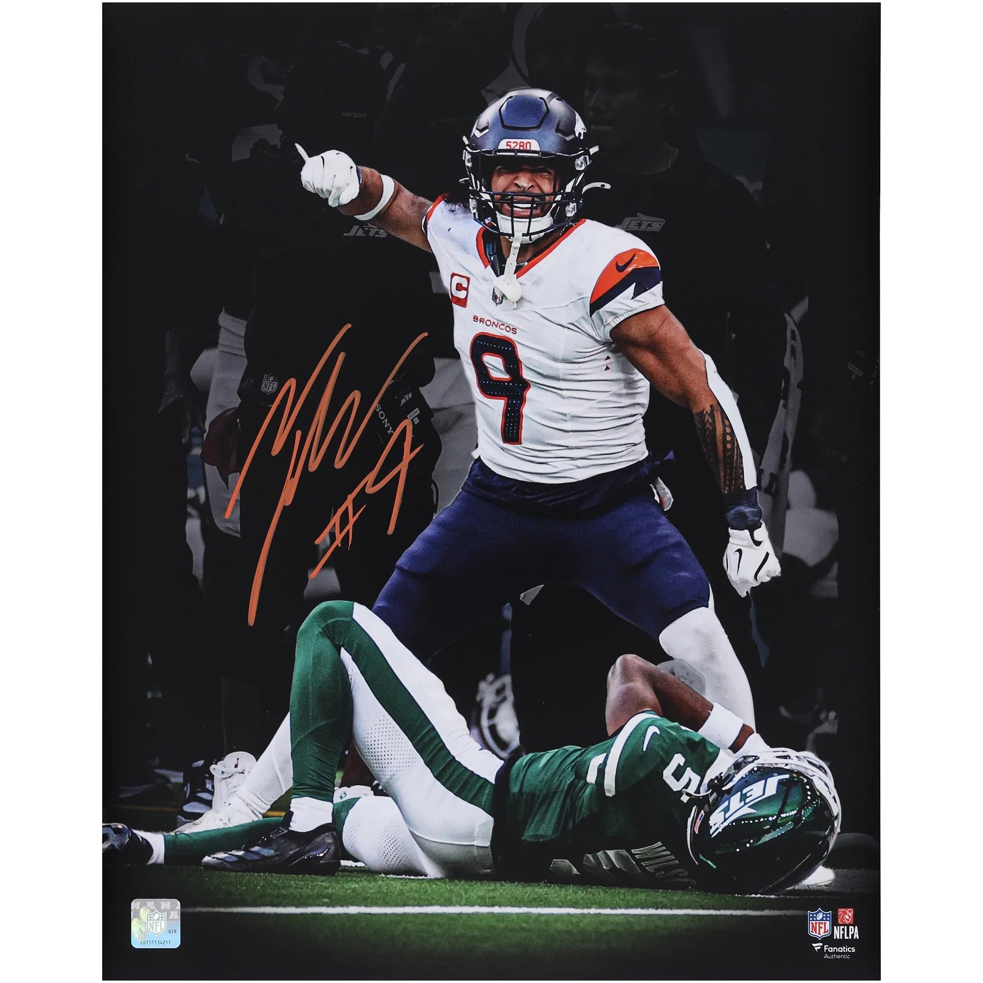 Talanoa Hufanga Signed Denver Broncos 16 x 20 Photograph | Authenticated