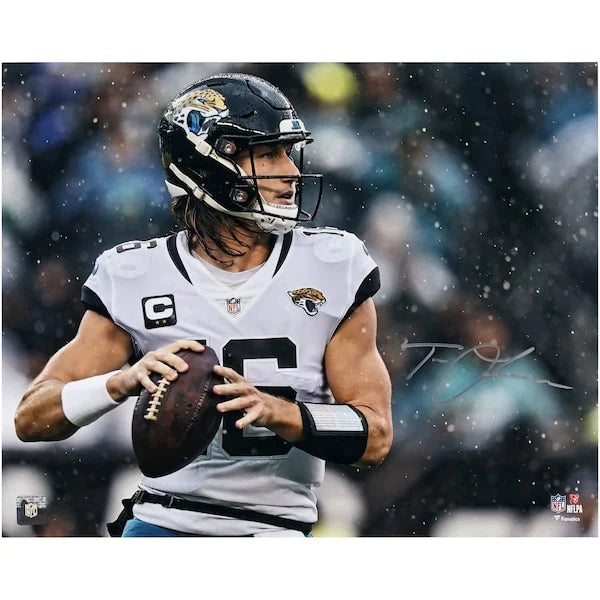Trevor Lawrence Signed 16 x 20 In the Rain Photograph | Jaguars