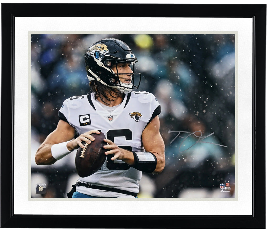 Trevor Lawrence Signed 16 x 20 In the Rain Photograph | Jaguars