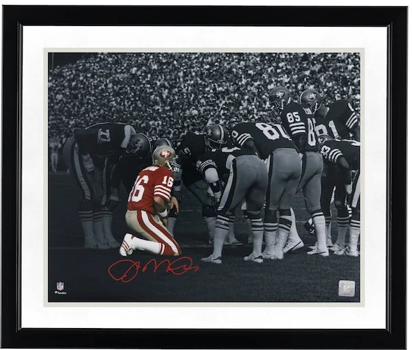 Joe Montana Signed 49ers Huddle Spotlight Photograph | 16 x 20