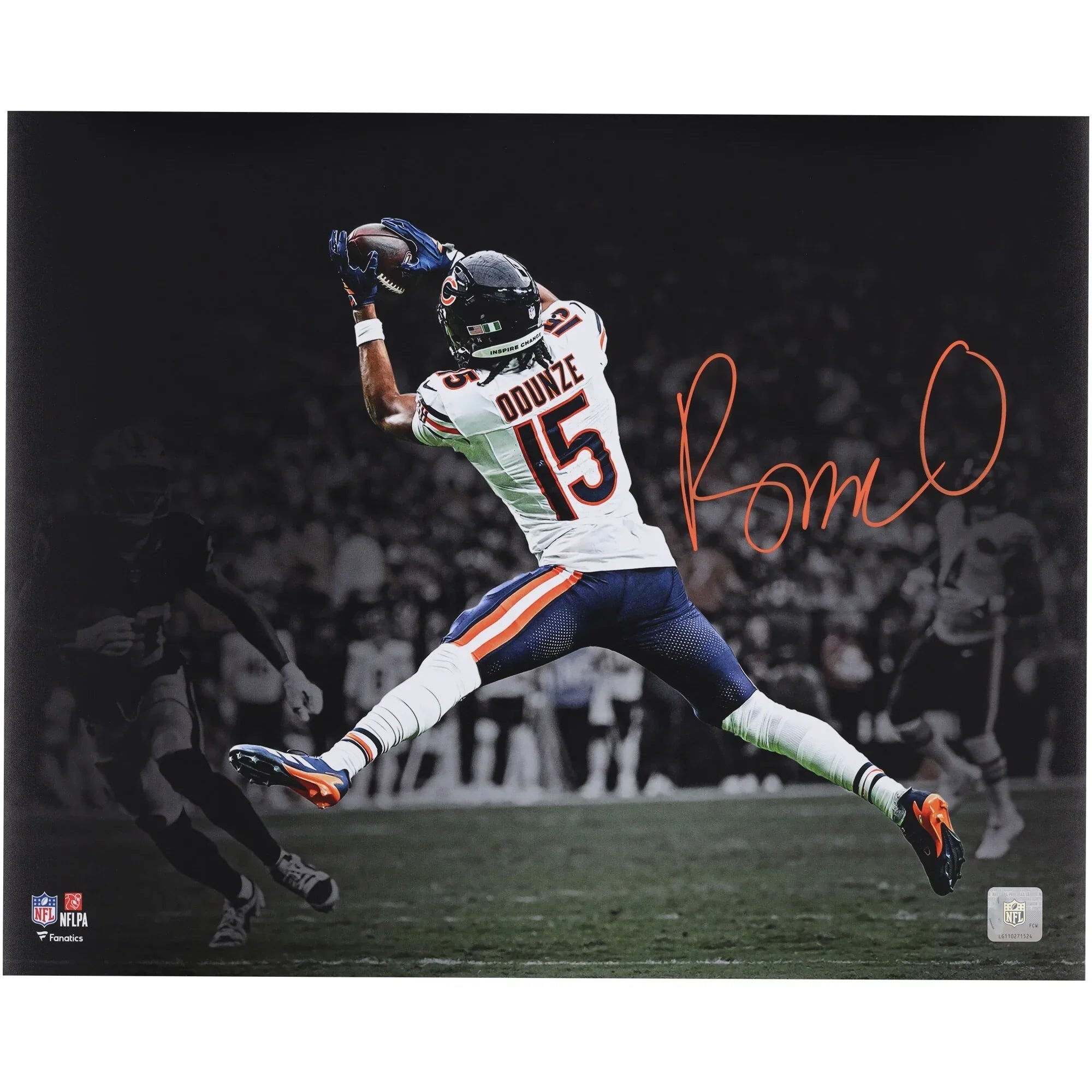 Rome Odunze Signed 16 x 20 Leaping Catch Photo | Chicago Bears