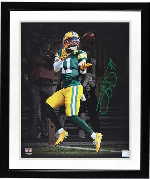Jayden Reed Signed 16 x 20 Touchdown Catch Photo | Packers vs Lions