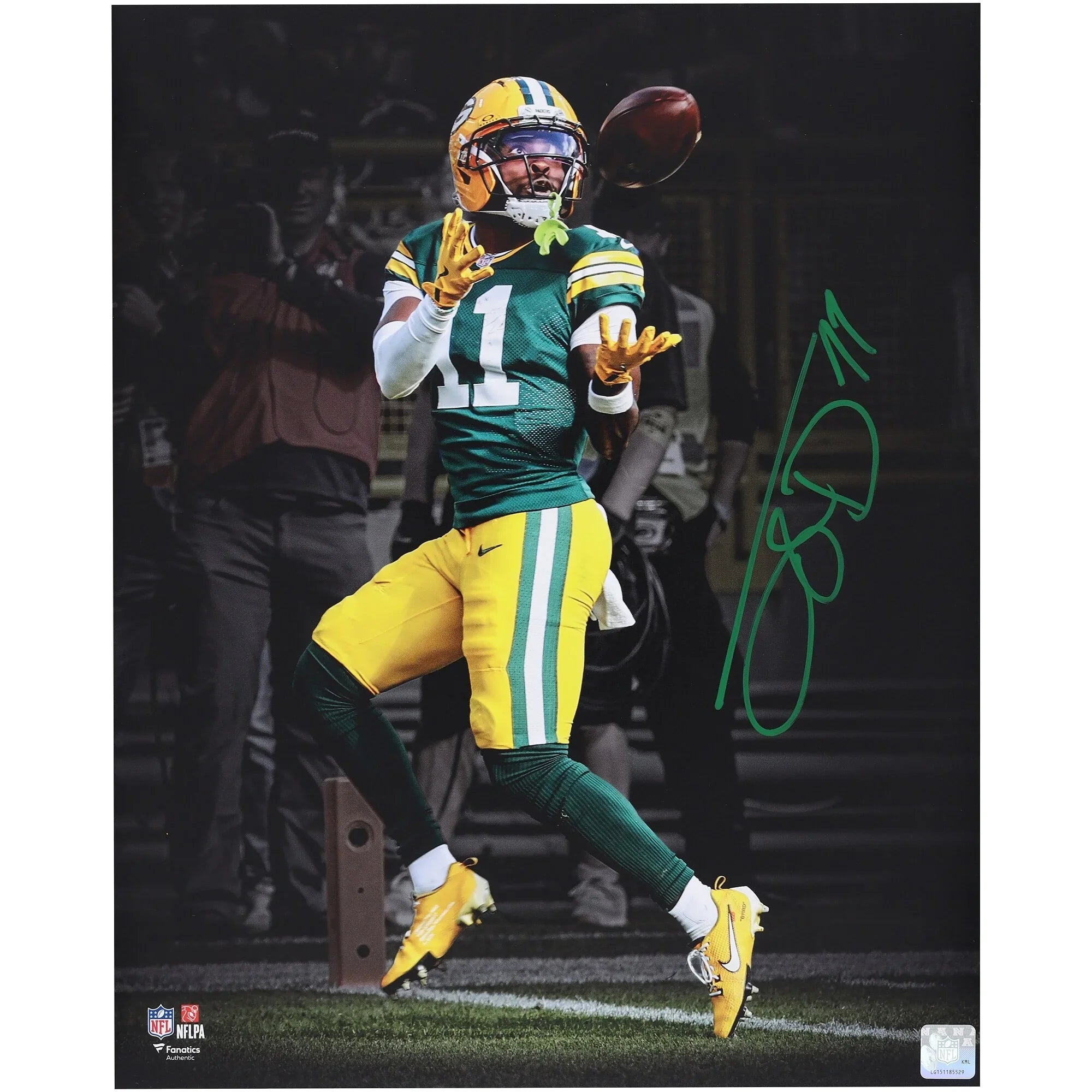 Jayden Reed Signed 16 x 20 Touchdown Catch Photo | Packers vs Lions