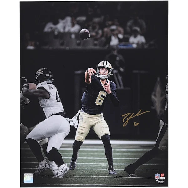 Tyler Shough Signed 16 x 20 Pocket Throwing Spotlight Photo | New Orleans Saints