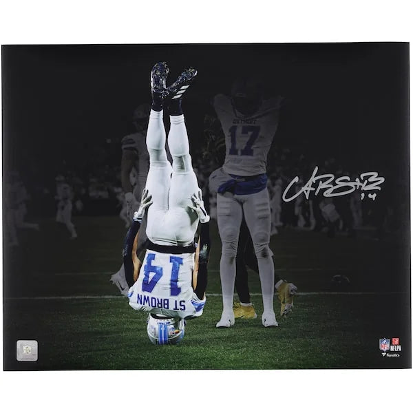 Amon-Ra St. Brown Signed Lions 16 x 20 Photograph | Head Stand Celebration