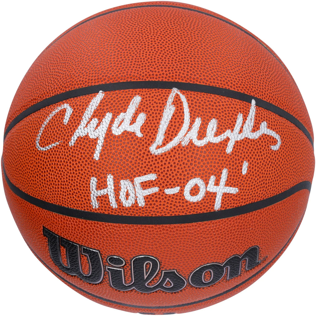 Clyde Drexler Signed Trail Blazers Basketball | HOF 04 Inscription