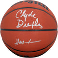 Clyde Drexler & Hakeem Olajuwon Signed Rockets Basketball | Authenticated