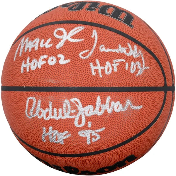 Magic Johnson, Kareem Abdul-Jabbar & James Worthy Signed Lakers Basketball | HOF Inscripti
