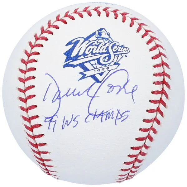 David Cone Signed 1999 World Series Baseball | 99 WS Champs Inscription