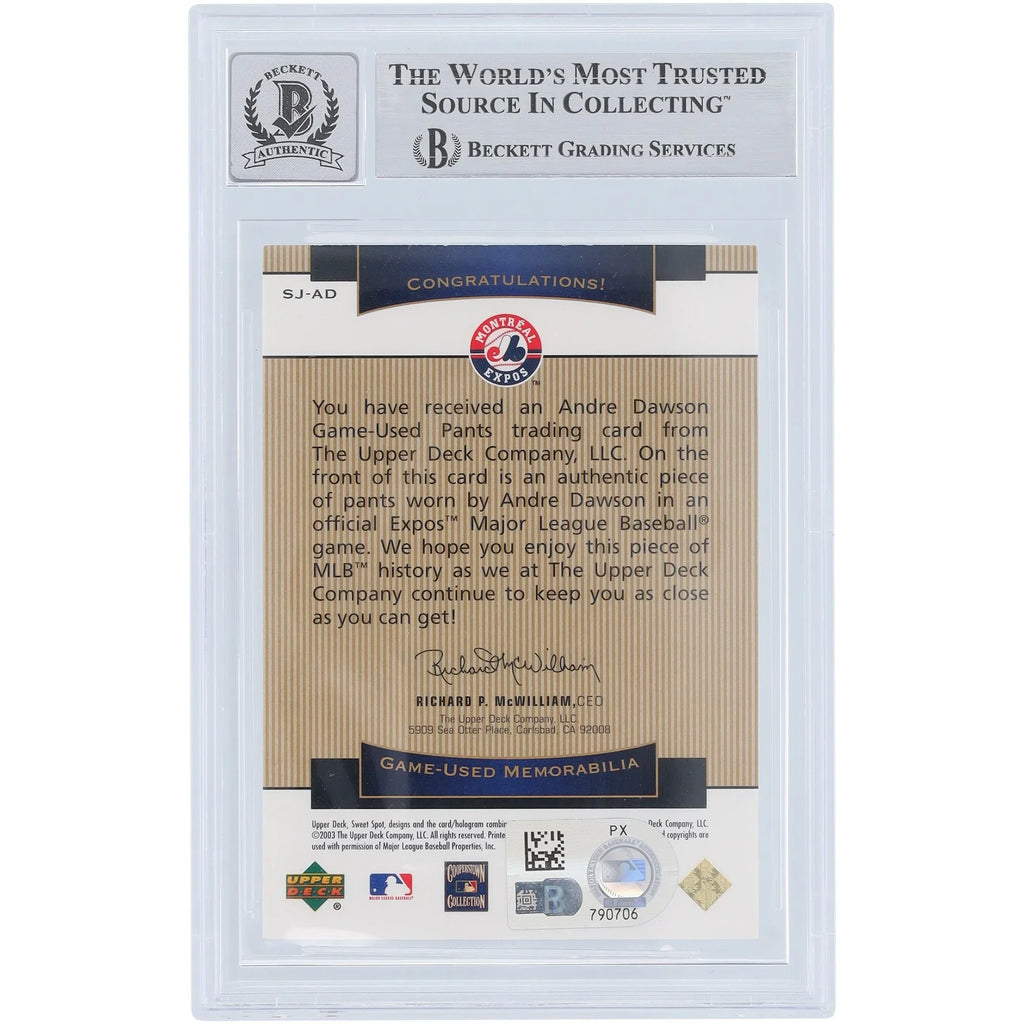 Andre Dawson Signed 2003 Upper Deck Sweet Spot Classic Card | Beckett Authenticated