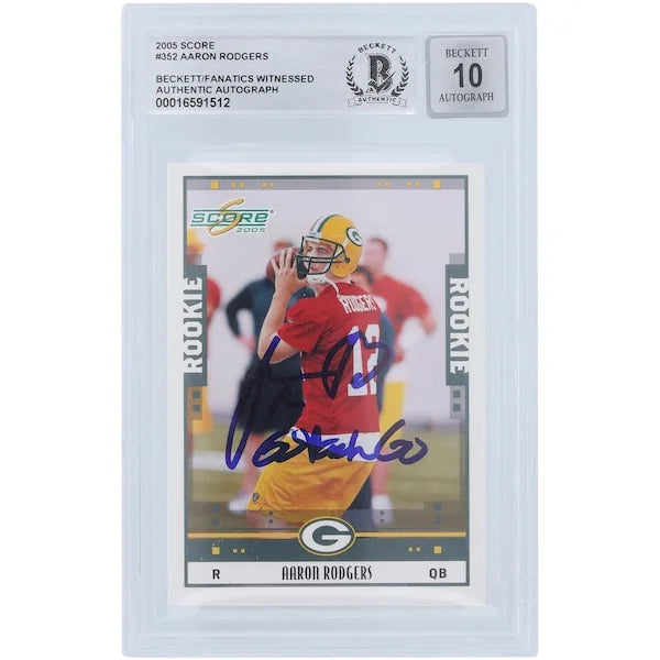 Aaron Rodgers Signed 2005 Score #352 Rookie Card | Beckett Authenticated 10