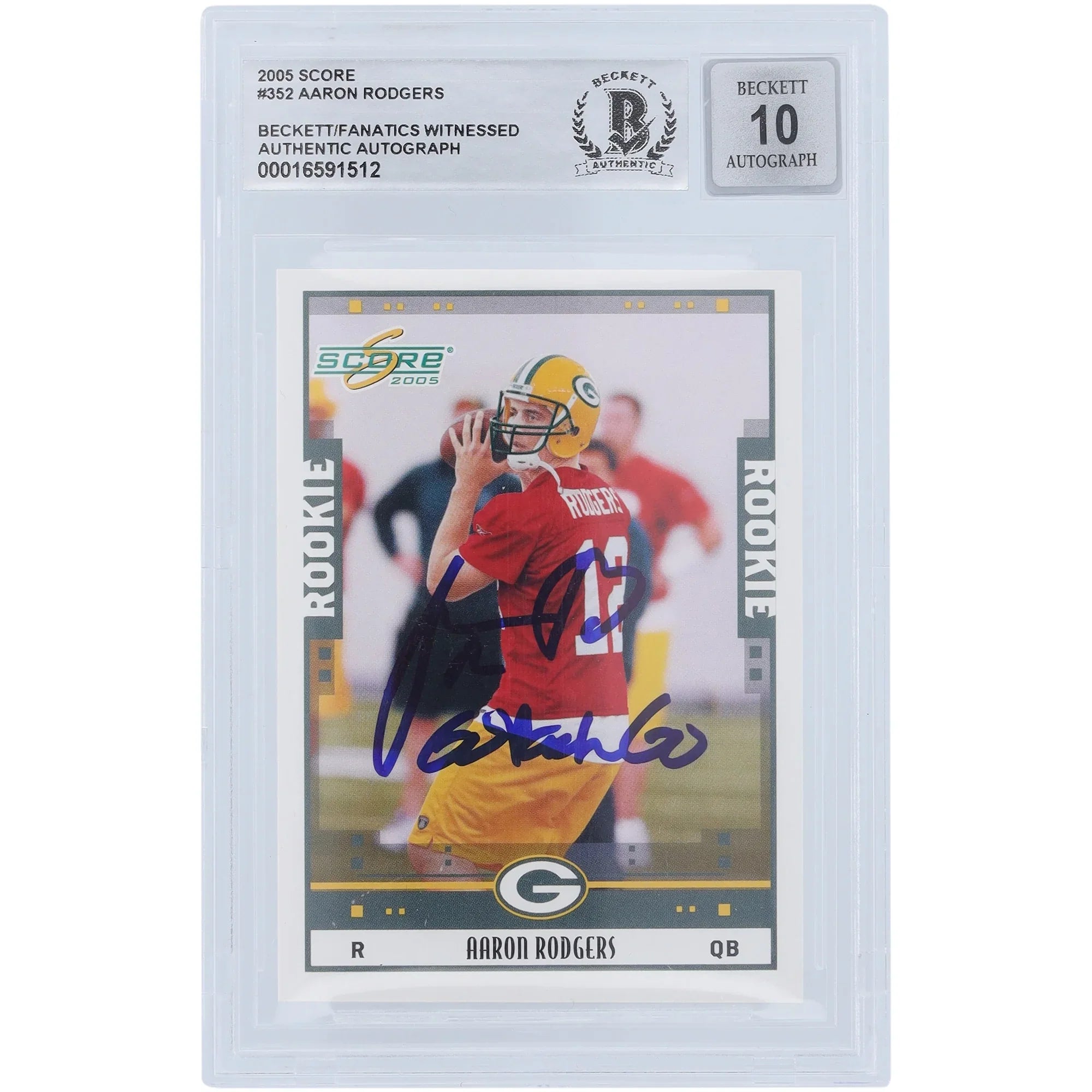 Aaron Rodgers Signed 2005 Score #352 Rookie Card | Beckett Authenticated 10