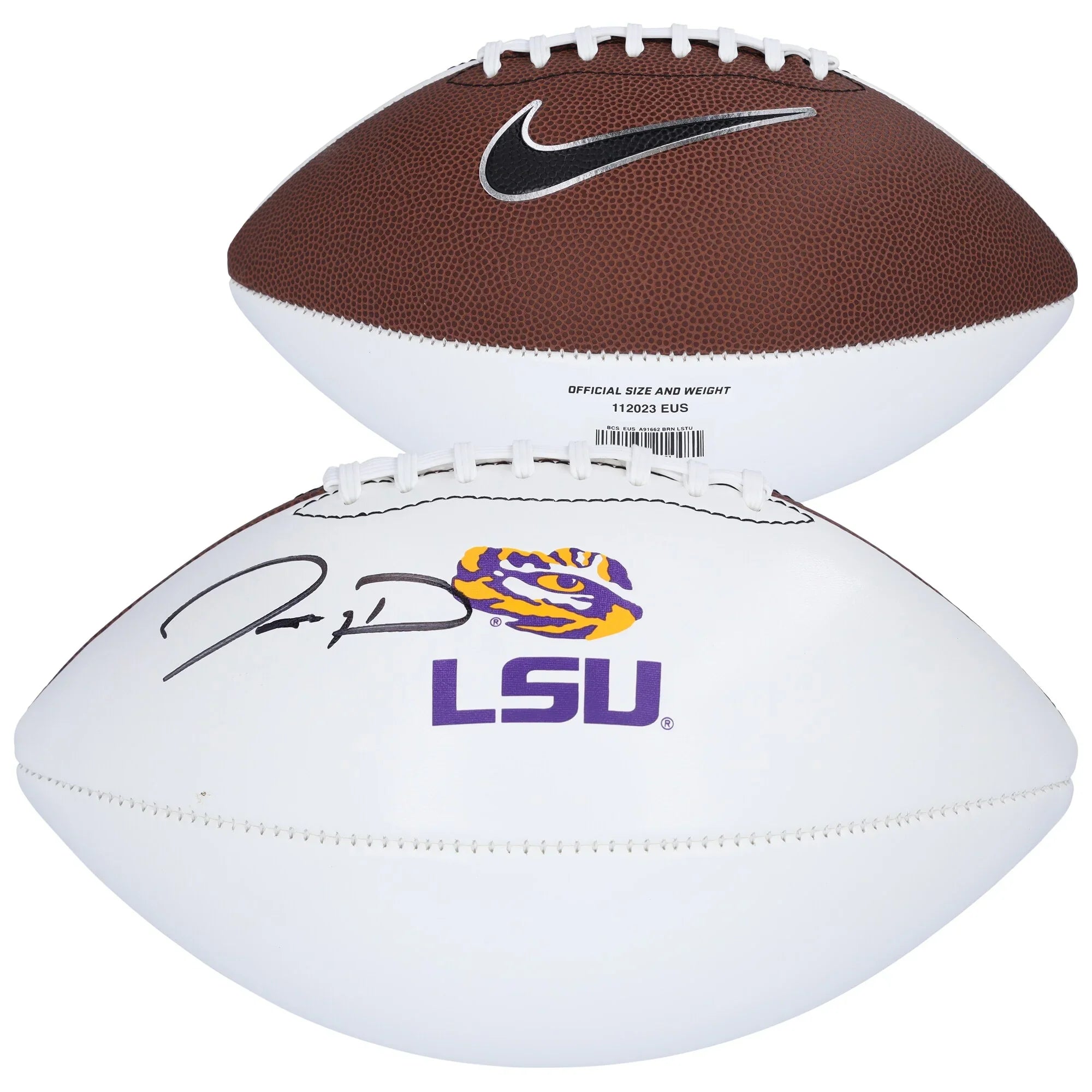 Jayden Daniels Signed White Panel LSU Tigers Nike Football | Authenticated
