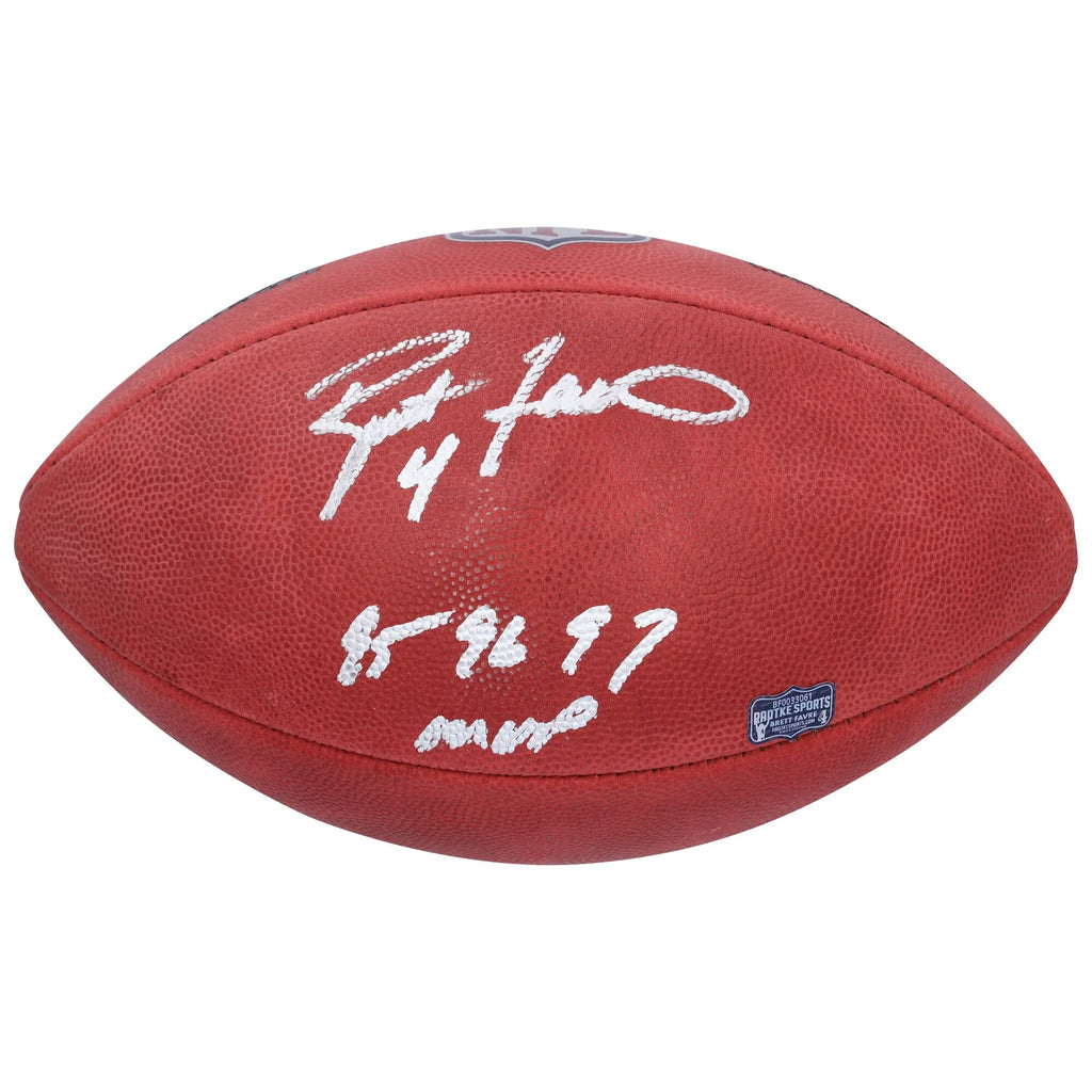 Brett Favre Signed Wilson Duke Football | 95, 96, 97 NFL MVP Inscription