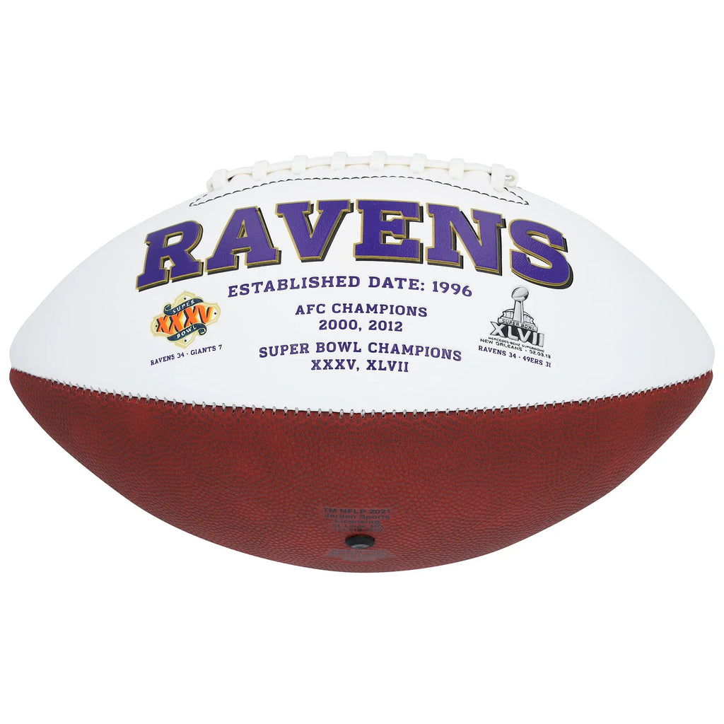 Zay Flowers Signed Wilson White Panel Football | Baltimore Ravens
