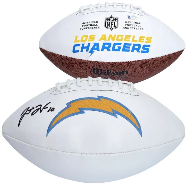 Justin Herbert Signed Chargers Football | Wilson White Panel