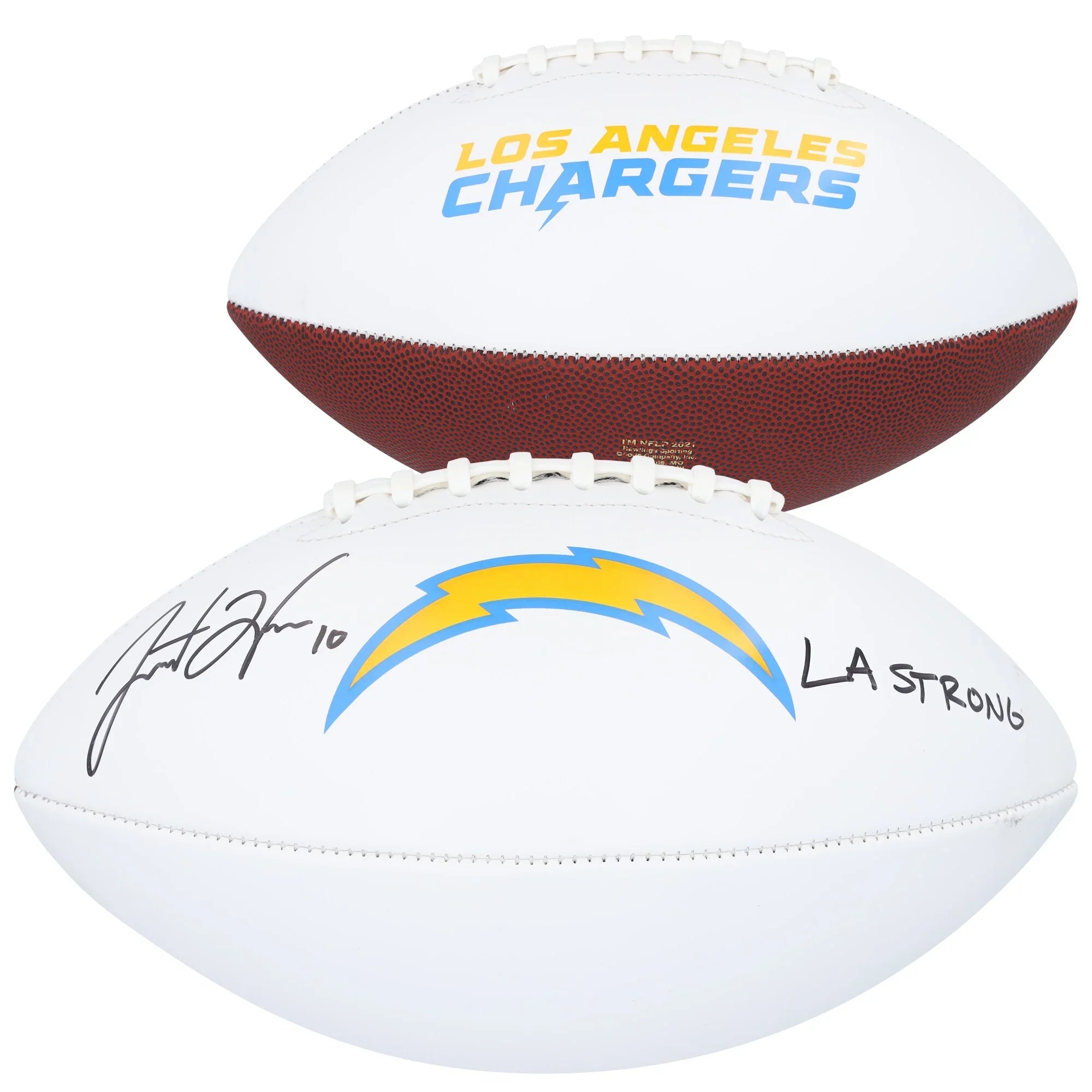 Justin Herbert Signed Chargers Football | LA Strong Inscription