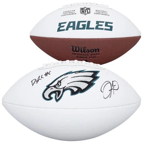 Jalen Hurts & DeVonta Smith Signed Eagles Football | White Panel Wilson