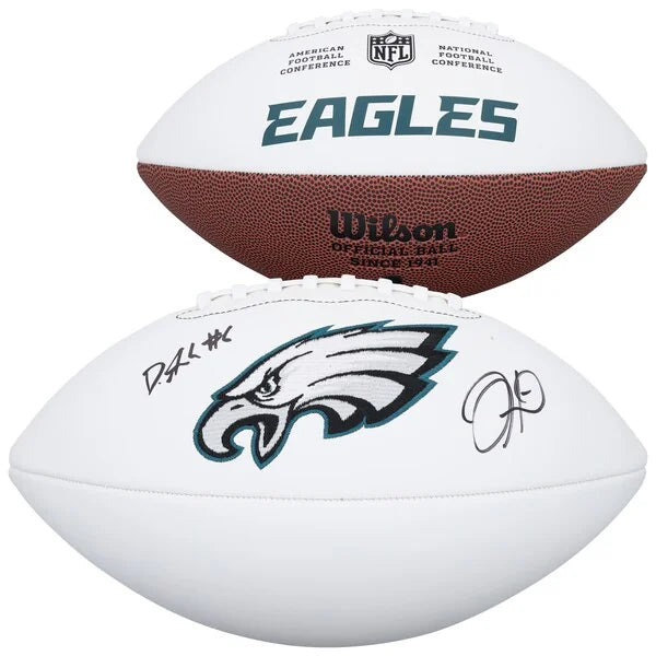 Jalen Hurts & DeVonta Smith Signed Eagles Football | White Panel Wilson