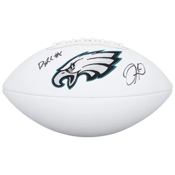Jalen Hurts & DeVonta Smith Signed Eagles Football | White Panel Wilson