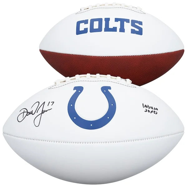 Daniel Jones Signed Colts Football | Indiana Jones Inscription