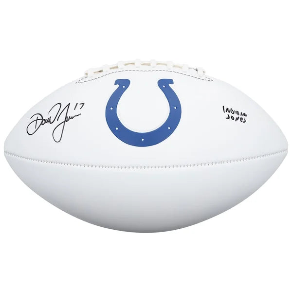 Daniel Jones Signed Colts Football | Indiana Jones Inscription