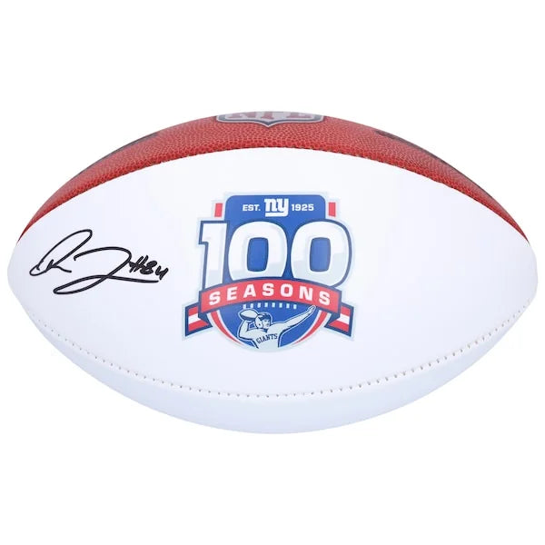 New York Giants Theo Johnson  Autographed Fanatics Authentic Wilson 100th Season White Panel Football - F2