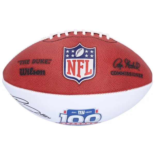 New York Giants Theo Johnson  Autographed Fanatics Authentic Wilson 100th Season White Panel Football - F2