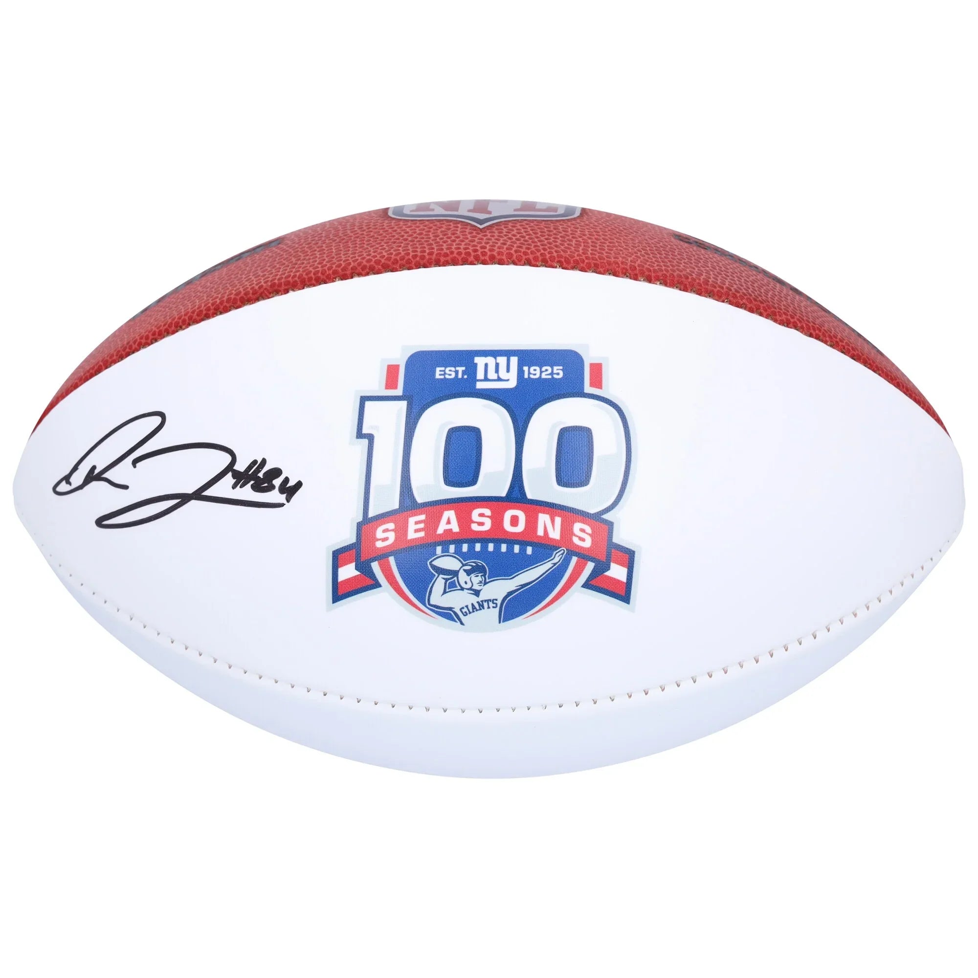 New York Giants Theo Johnson  Autographed Fanatics Authentic Wilson 100th Season White Panel Football - F2