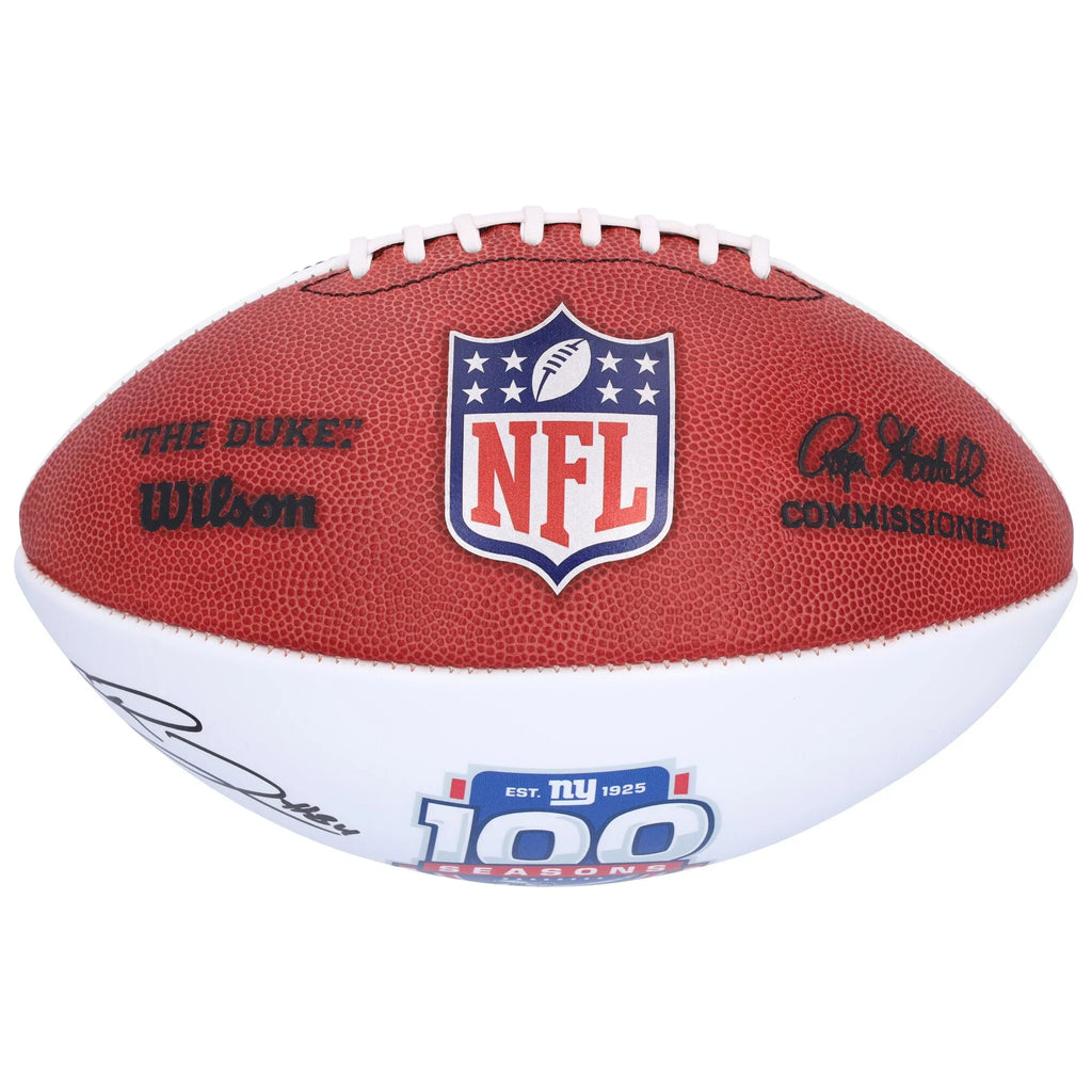 New York Giants Theo Johnson  Autographed Fanatics Authentic Wilson 100th Season White Panel Football - F2