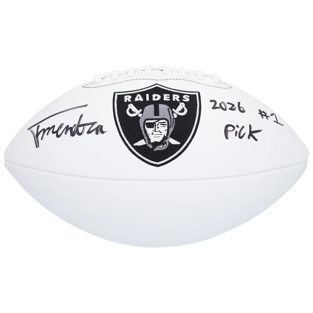 Fernando Mendoza Signed Raiders Football | 2026 #1 Pick Inscription