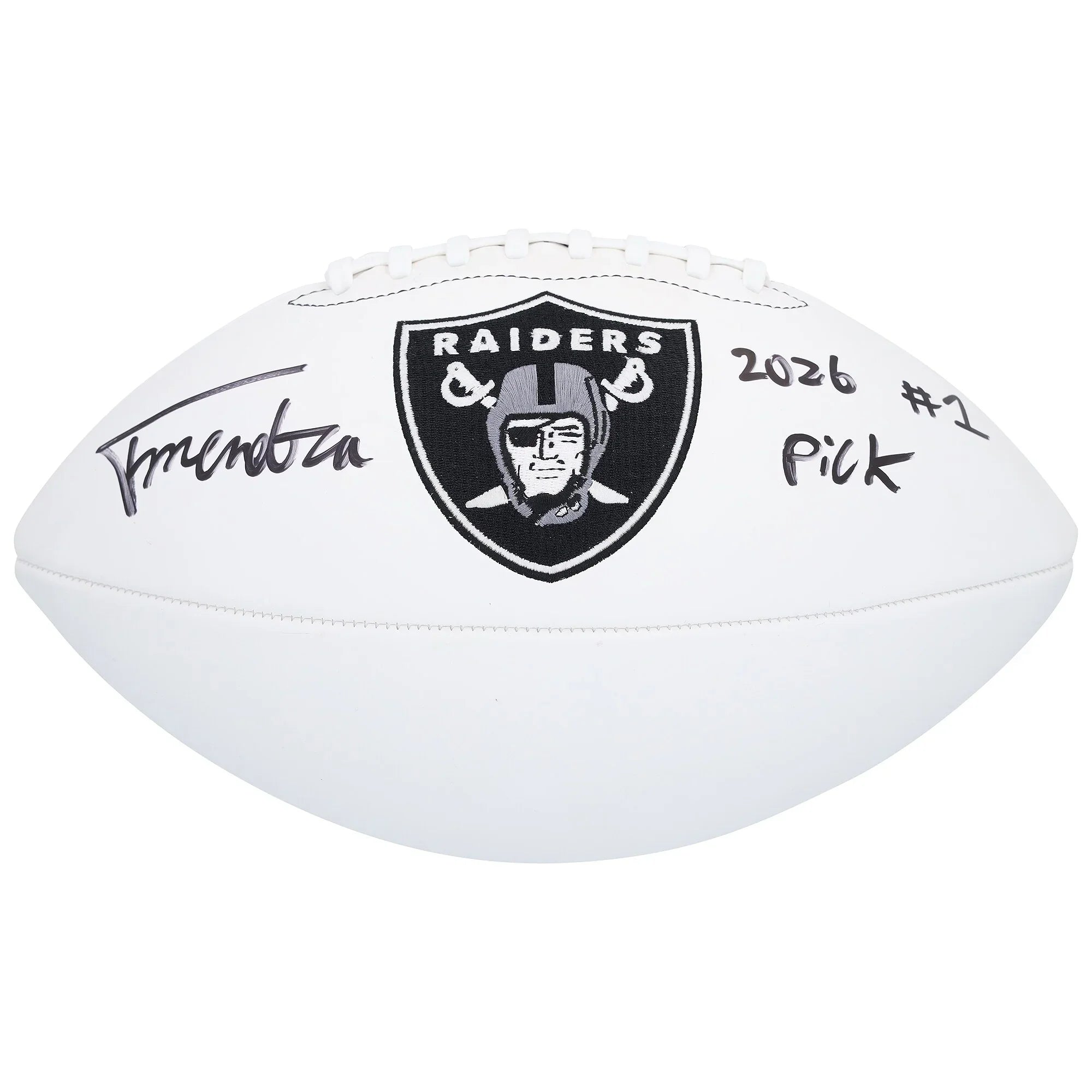 Fernando Mendoza Signed Raiders Football | 2026 #1 Pick Inscription