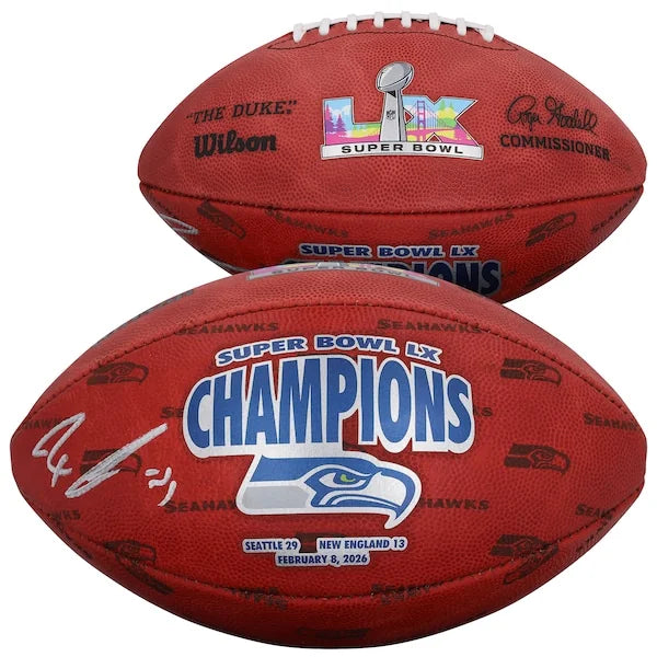 Jaxon Smith-Njigba Seattle Seahawks Autographed Super Bowl LX Champions Wilson Duke Football - FA1