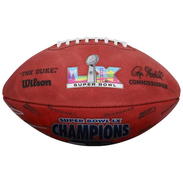 Jaxon Smith-Njigba Seattle Seahawks Autographed Super Bowl LX Champions Wilson Duke Football - FA1