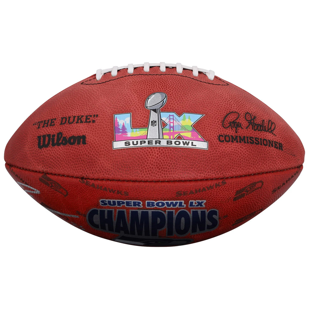Jaxon Smith-Njigba Seattle Seahawks Autographed Super Bowl LX Champions Wilson Duke Football - FA1