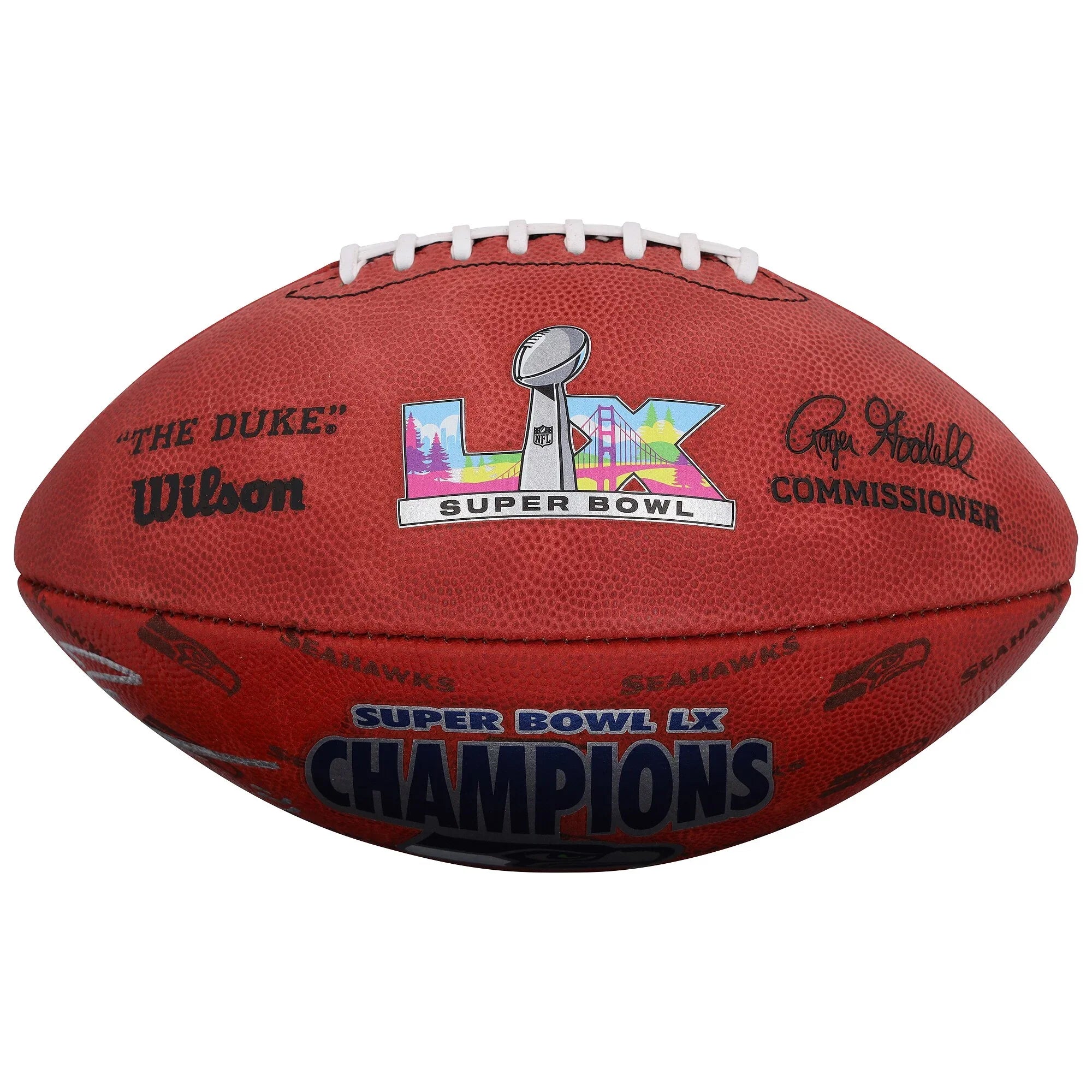 Jaxon Smith-Njigba Seattle Seahawks Autographed Super Bowl LX Champions Wilson Duke Football - FA1
