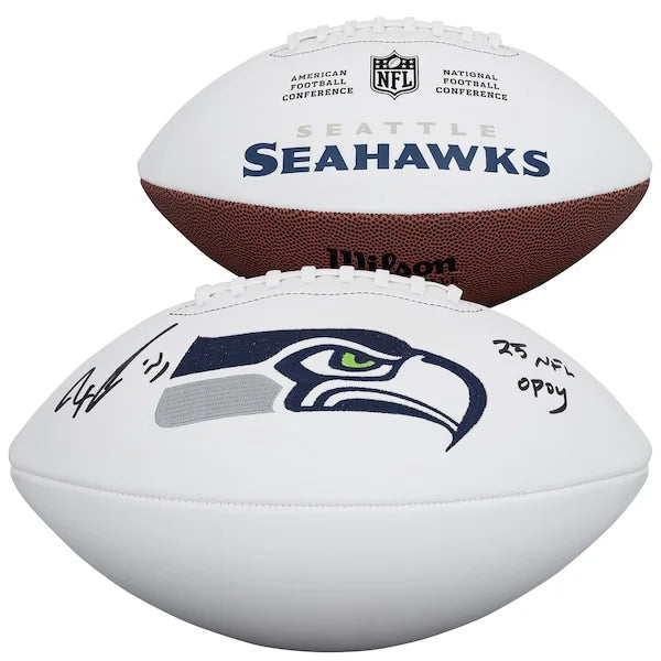 Jaxon Smith-Njigba Signed Seahawks Football | 2025 NFL OPOY Inscription
