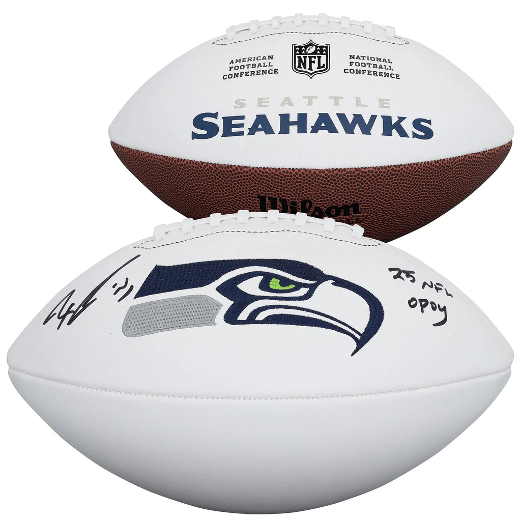 Jaxon Smith-Njigba Signed Seahawks Football | 2025 NFL OPOY Inscription