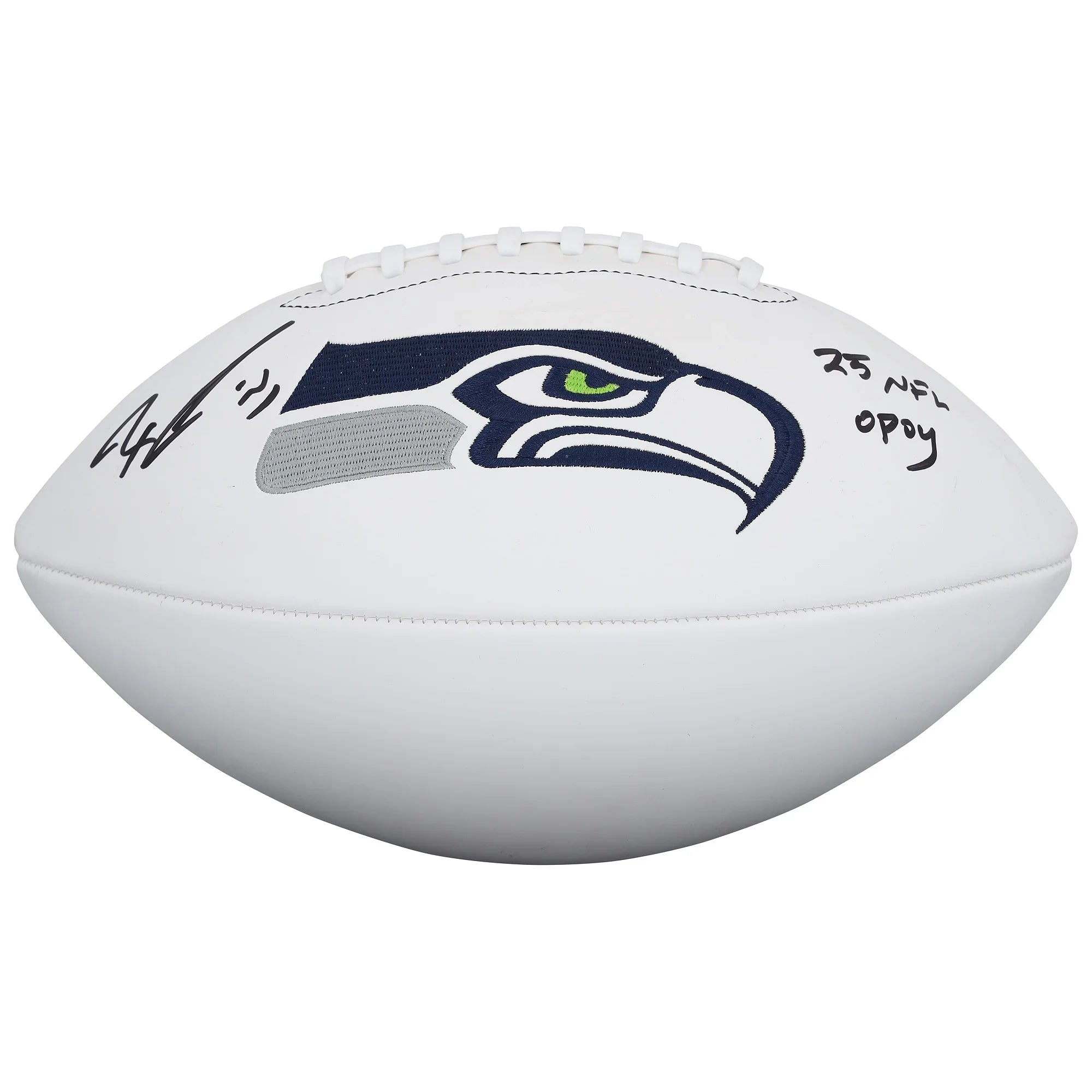 Jaxon Smith-Njigba Signed Seahawks Football | 2025 NFL OPOY Inscription