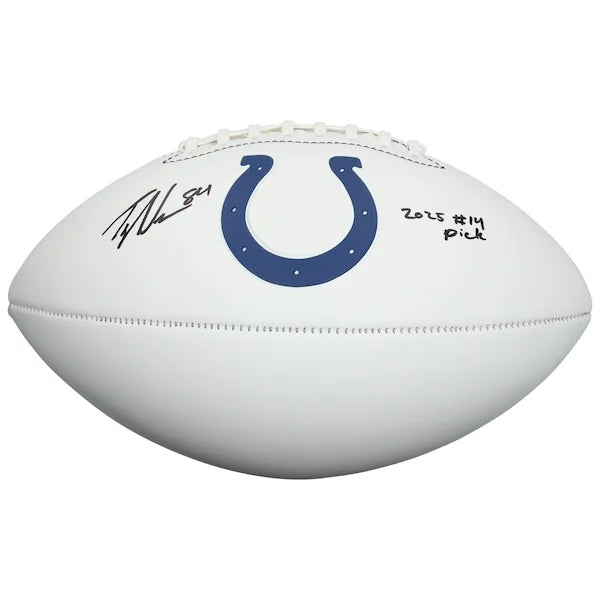 Tyler Warren Signed Colts Football | 2025 #14 Pick Inscription
