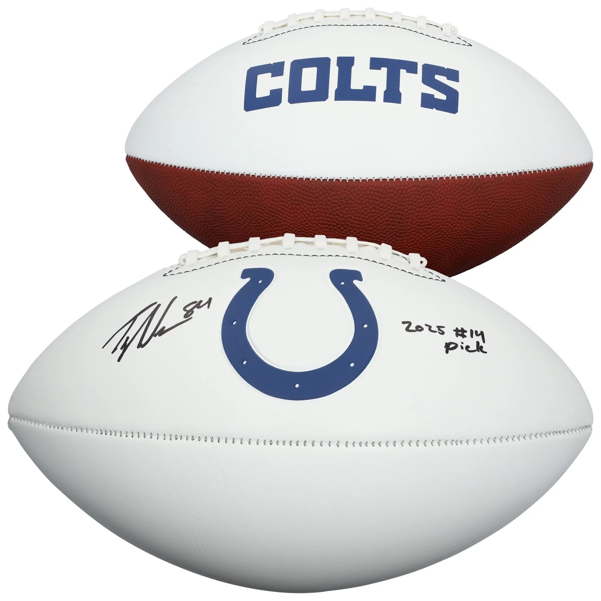 Tyler Warren Signed Colts Football | 2025 #14 Pick Inscription