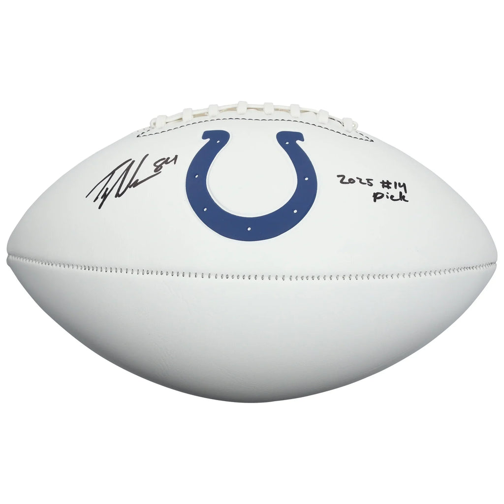Tyler Warren Signed Colts Football | 2025 #14 Pick Inscription