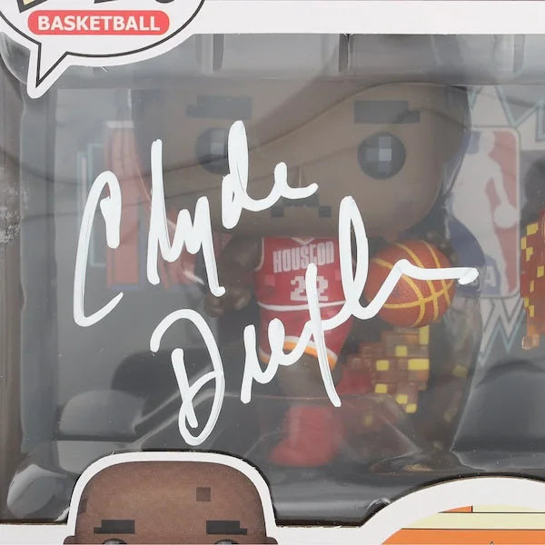Clyde Drexler & Hakeem Olajuwon Signed Rockets Funko Pop | Authenticated