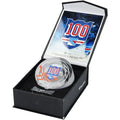 2025-26 Henrik Lundqvist Signed 100th Anniversary Crystal Puck | Rangers Home Ice
